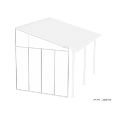 Paroi latérale pour pergola, Gris/Blanc, Aluminium