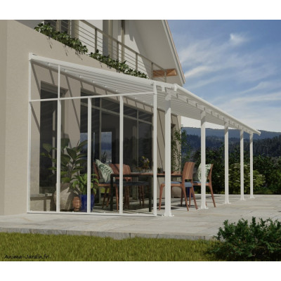 Paroi latérale pour pergola, Gris/Blanc, Aluminium