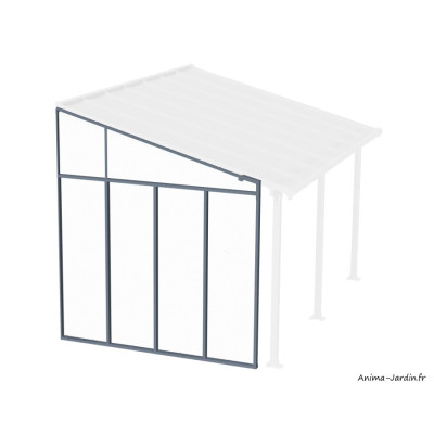 Paroi latérale pour pergola, Gris/Blanc, Aluminium