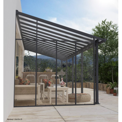 Paroi latérale pour pergola, Gris/Blanc, Aluminium