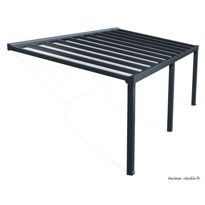 Pergola adossée Stockholm gris, Aluminium