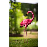 Flamant Rose, H.77 cm, animal en métal, décoration extérieure