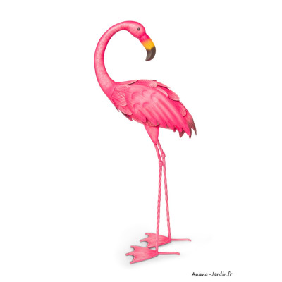 Flamant Rose, H.77 cm, animal en métal, décoration extérieure