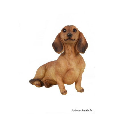 Chien Teckel, H.32,5 cm, animal en polyrésine, décoration du jardin