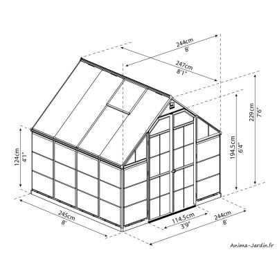 Serre de jardin, Balance Hybrid Gris, Polycarbonate