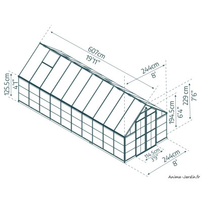 Serre de jardin, Balance Hybrid Gris, Polycarbonate