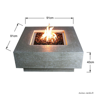 Manhattan, table basse braséro, béton fibré, gaz, Elementi
