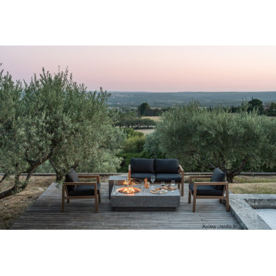 Métropolis, table basse braséro, béton fibré, gaz, Elementi