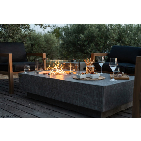 Métropolis, table basse braséro, béton fibré, gaz, Elementi