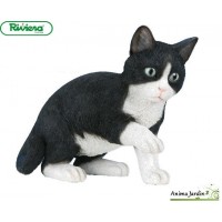 Chat Noir et blanc Jouant 35cm en résine, déco de jardin, Riviera, achat, animal