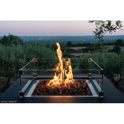 Aurora, table basse braséro, béton fibré, gaz, Elementi