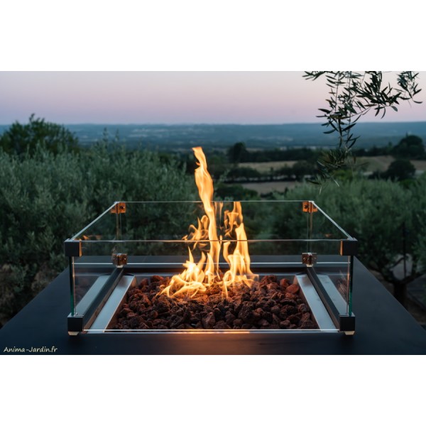 Foyer de table, faible fumée Mini feu extérieur avec support Gaz