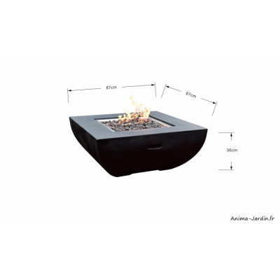 Aurora, table basse braséro, béton fibré, gaz, Elementi