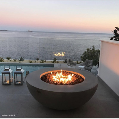 Lunar Bowl, table basse braséro, béton fibré, gaz, Elementi