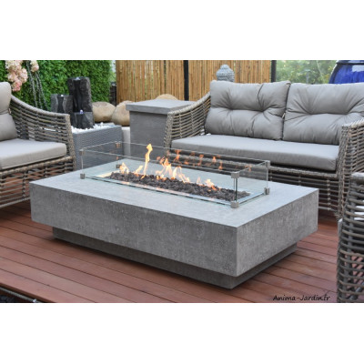 Hampton, table basse braséro, béton fibré, gaz, Elementi