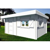 Grand abri de jardin en bois, 60mm, toit plat, avec bac acier, habitable, 17,22m², Foresta, achat, pas cher