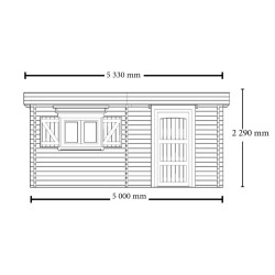 Grand abri de jardin en bois, 60mm, toit plat, avec bac acier, habitable, 17,22m², Foresta, achat, pas cher