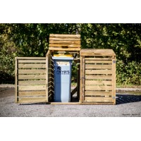 Cache-poubelle double en bois, Autoclave, L.1,50 m, Foresta