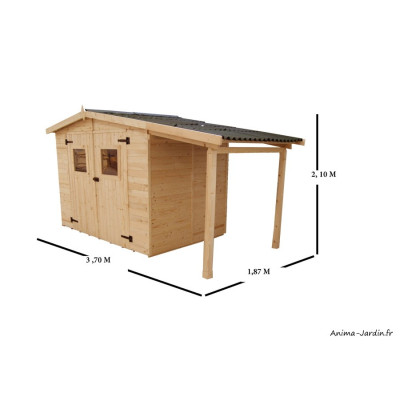 Abri de jardin en bois 16 mm, 6.92 m², avec bûcher, Foresta