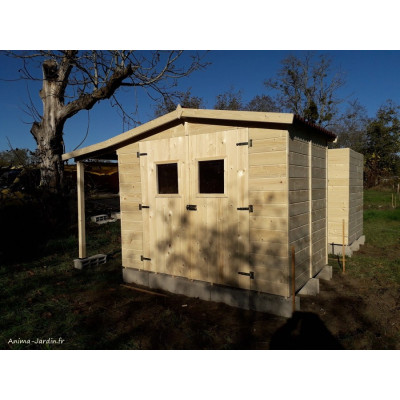 Abri de jardin en bois 16 mm, 6.92 m², avec bûcher, Foresta