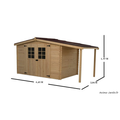 Abri de jardin en bois 28 mm, 9,49 m², avec bûcher, Foresta