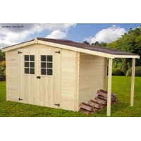 Abri de jardin en bois 28 mm, 9,49 m², avec bûcher, Foresta