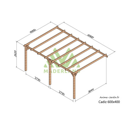 Pergola adossée en bois, Cadiz