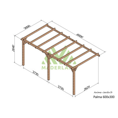 Pergola adossée en bois, Palma