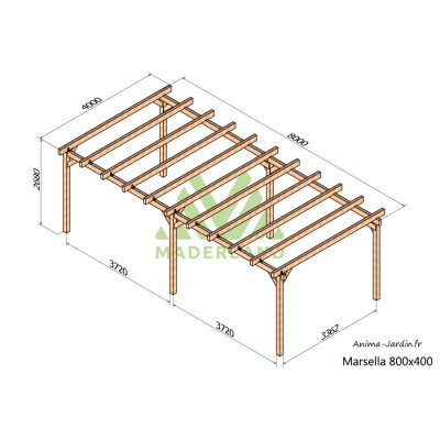 Pergola sur pieds en bois, Marsella