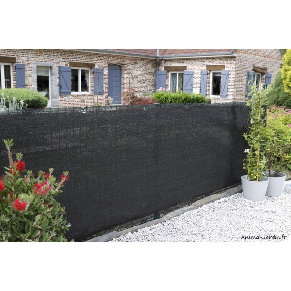 Brise-vue noir, Elégance/Signature, 200g/m², 95% occultant, Ideal Garden