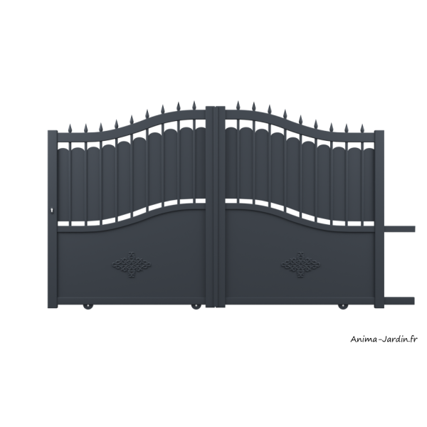 Portail Coulissant 4,1 m, Aluminium, Traditionnel, Ines