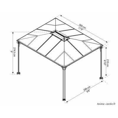 Tonnelle de jardin Martinique Grise, Aluminium
