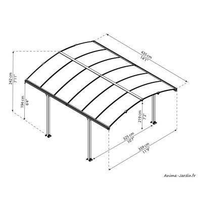 Tonnelle de jardin, Tucson, Carport, Aluminium