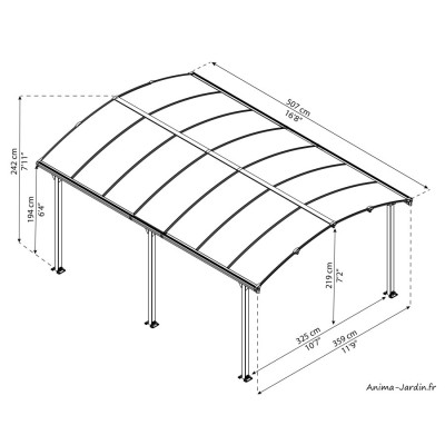 Tonnelle de jardin, Tucson, Carport, Aluminium