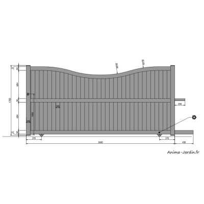 Portail coulissant 3,6 m, Aluminium, Classique, Lucie