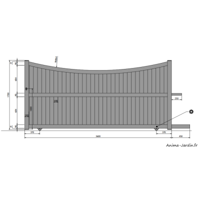 Portail coulissant 3,6 m, Aluminium, Classique, Noelia