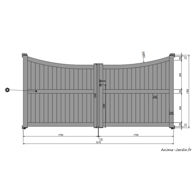 Portail battant 3,5 m, Aluminium, Classique, Noelia