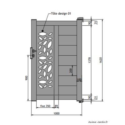 Portillon poussant 1 m, Aluminium, Actuel, Ambroise