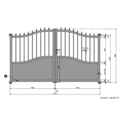 Portail Battant 3 m, Aluminium, Traditionnel, Esaline