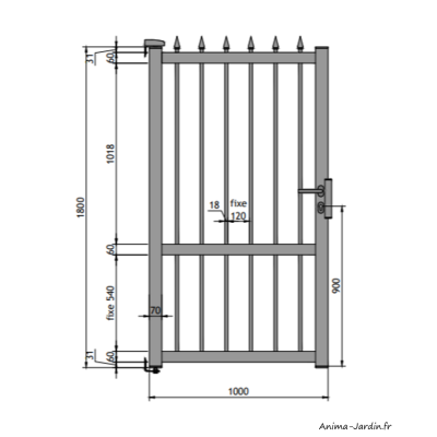 Portillon poussant 1m, Aluminium, Traditionnel, Megan