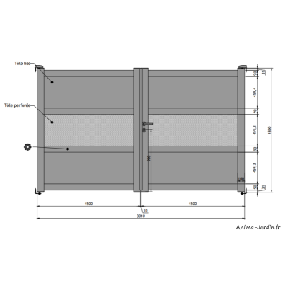 Portail battant 3 m, Aluminium, Moderne, Léo
