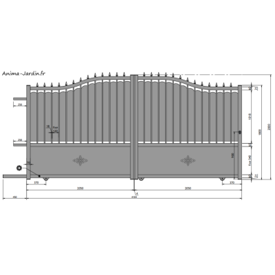 Portail Coulissant 4,1 m, Aluminium, Traditionnel, Rosalie