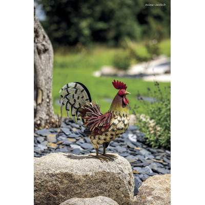 Coq en métal, Harry, animal décoratif stylisé, décoration du jardin, Nortene, achat, pas cher