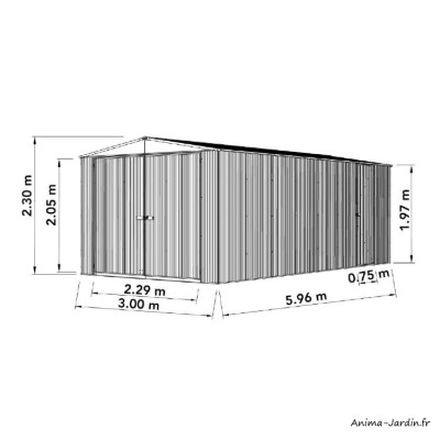 Grand garage en métal, 18m², Melton XL, gris anthracite