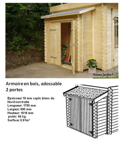 Remise à outils 2 portes, adossable pour Abri de jardin, 19mm, solid, achat/vente