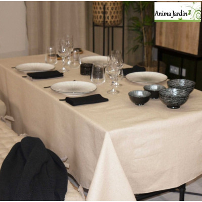 Nappe de table extérieur rectangulaire, Palace Lino beige