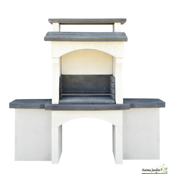 Barbecue en pierre, Lezenne Anthracite, 1 ou 2 tables, barbecue charbon