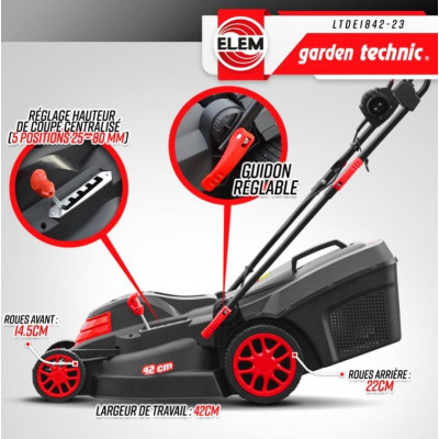 Tondeuse à gazon, électrique, 1800W, 42 cm, Elem Garden Technic