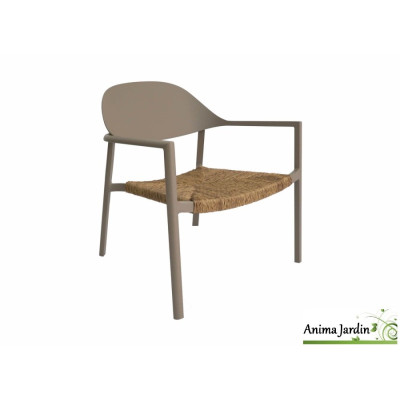Fauteuil Bage Lounge empilable en aluminium/Paille
