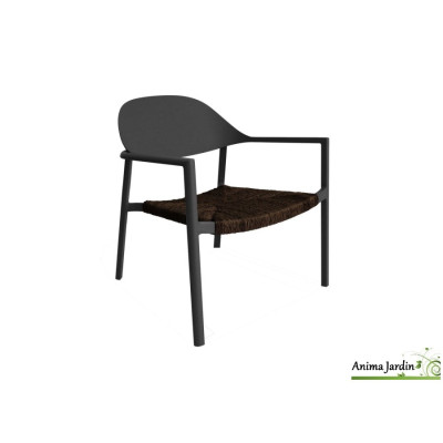 Fauteuil Bage Lounge empilable en aluminium/Paille